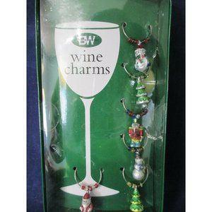 Boston Warehouse Heirloom Mini Christmas Ornament Wine Charms A Set of Six NIB